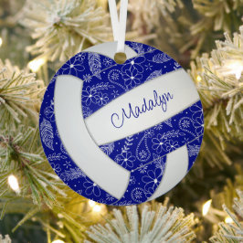 paisleuzen veren floreel patroon blauvovolleybal metalen ornament