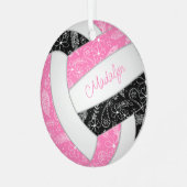 paisleuzen veren florroze volleybal metalen ornament (Voorkant links)