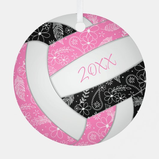 paisleuzen veren florroze volleybal metalen ornament (Achterkant)