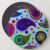 Paisley 2.0-lichte achtergrond ronde button 6,0 cm (Voorkant /achterkant)