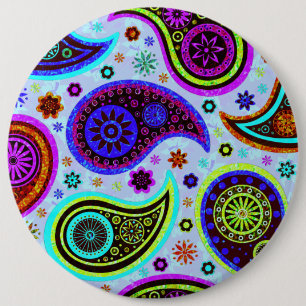 Paisley 2.0-lichte achtergrond ronde button 6,0 cm