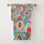 Paisley 70s 60s Boho Retro Bad Handdoek (Insitu)