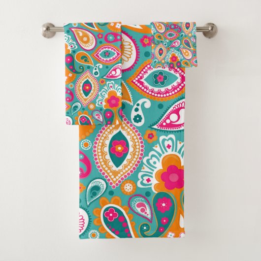 Paisley 70s 60s Boho Retro Bad Handdoek (Insitu)