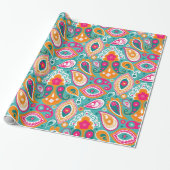Paisley 70s 60s Boho Retro Cadeaupapier (Uitgerold)