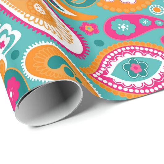 Paisley 70s 60s Boho Retro Cadeaupapier (Rol Hoek)