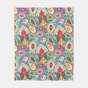Paisley 70s 60s Boho Retro Fleece Deken