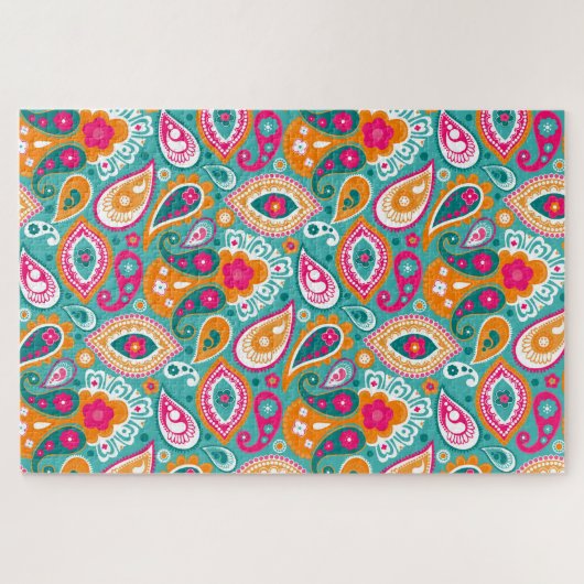 Paisley 70s 60s Boho Retro Legpuzzel (Horizontaal)