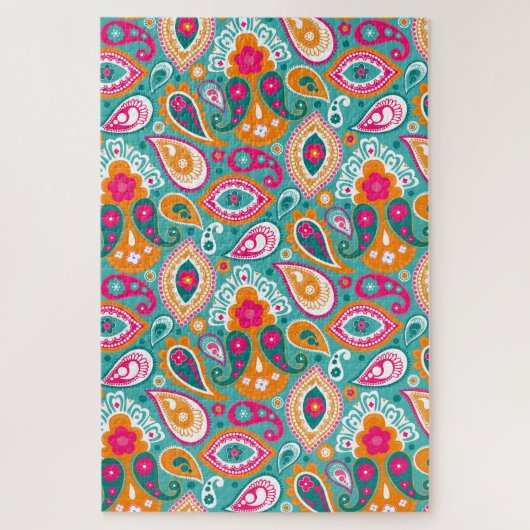 Paisley 70s 60s Boho Retro Legpuzzel (Verticaal)