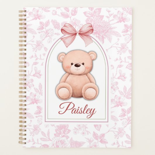 Paisley | Aangepaste Roze Teddybeer Nursery Design Planner (Voorkant)