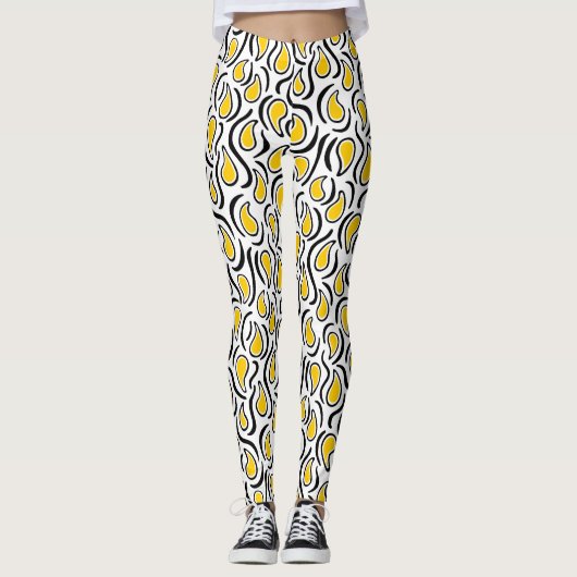 Paisley Abstract 230523 - Amber, B&W Leggings (Voorkant)