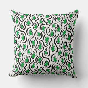 Paisley Abstract 230523 - Grass Green, B&W Kussen