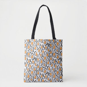 Paisley Abstract 230523 - Licht Sinaasappel, B&W Tote Bag
