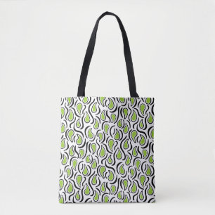 Paisley Abstract 230523 - Martian Green, B&W Tote Bag