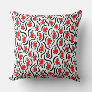 Paisley Abstract 230523 - Rood, Zwart en Wit Kussen