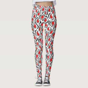Paisley Abstract 230523 - Rood, Zwart en Wit Leggings