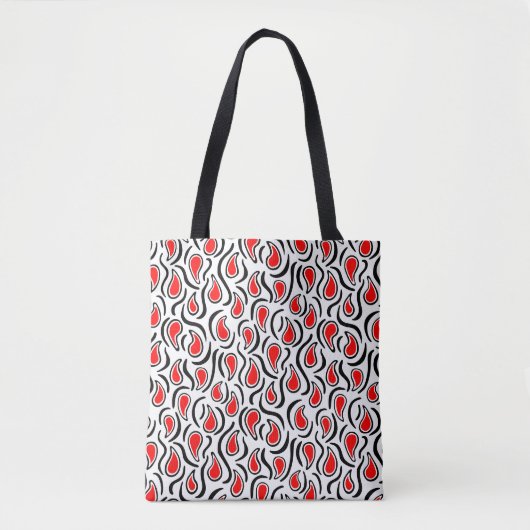 Paisley Abstract 230523 - Rood, Zwart en Wit Tote Bag (Voorkant)