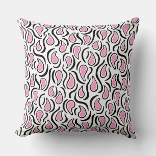 Paisley Abstract 230523 - Roze, Zwart en Wit Kussen