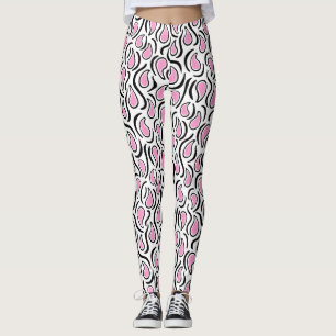 Paisley Abstract 230523 - Roze, Zwart en Wit Leggings