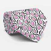 Paisley Abstract 230523 - Roze, Zwart en Wit Stropdas (Opgerold)