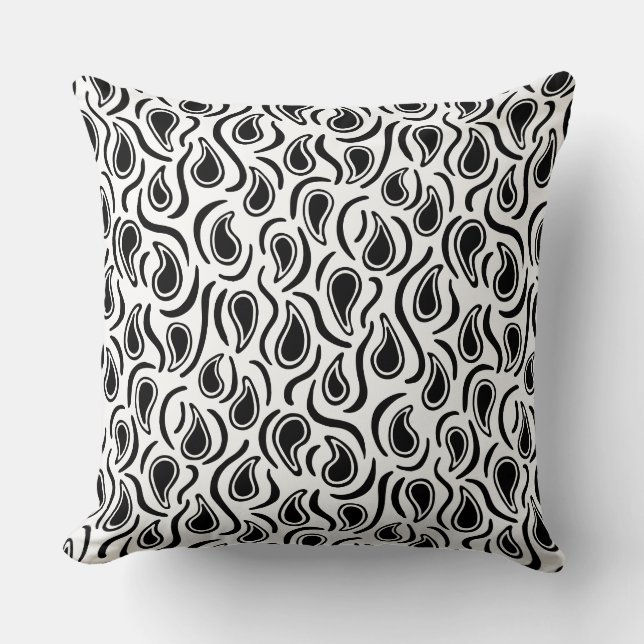 Paisley Abstract 230523 - Zwart-wit Kussen (Voorkant)