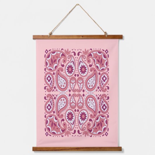 Paisley Abstracte Patroonschaduwen van Roze Hangend Wandkleed (Voorkant)