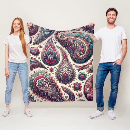 Paisley Achtergrond Patroon Fleece Deken (In situ)