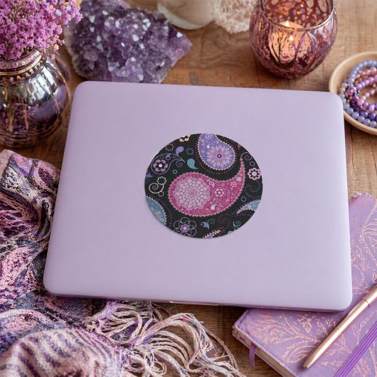 Paisley-achtergrondstickers Ronde Sticker