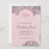 Paisley and flower - Birthday Invitation Kaart (Achterkant)