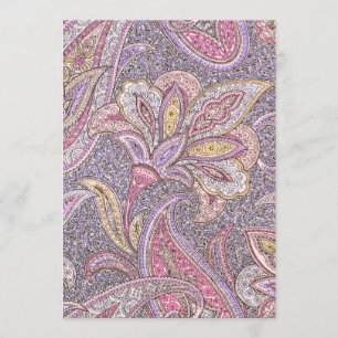 Paisley and flower - Birthday Invitation Kaart