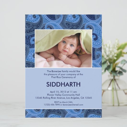 Paisley Annaprashan (Eerste Rijst) Uitnodiging (Staand voorkant)