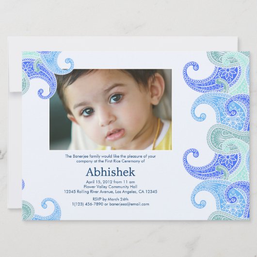 Paisley Annaprashan (Eerste Rijst) Uitnodiging (Voorkant)