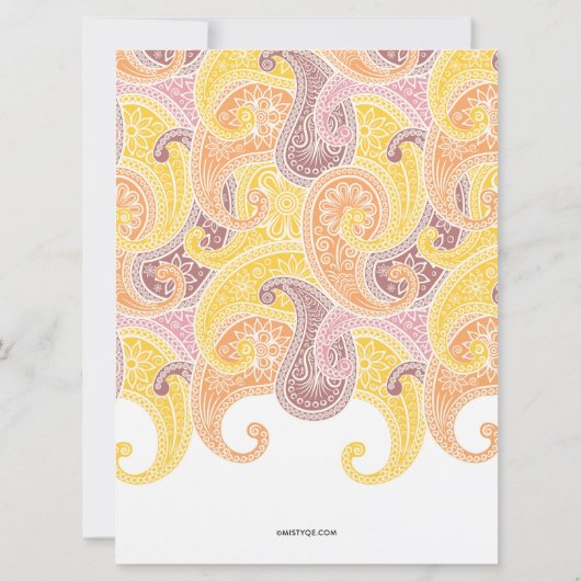 Paisley Annaprashan XL (Eerste Rijst) Uitnodiging (Achterkant)