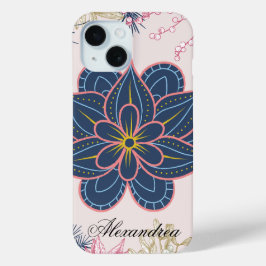 Paisley Art, Blauw en Paarse Graphic iPhone 15 Case