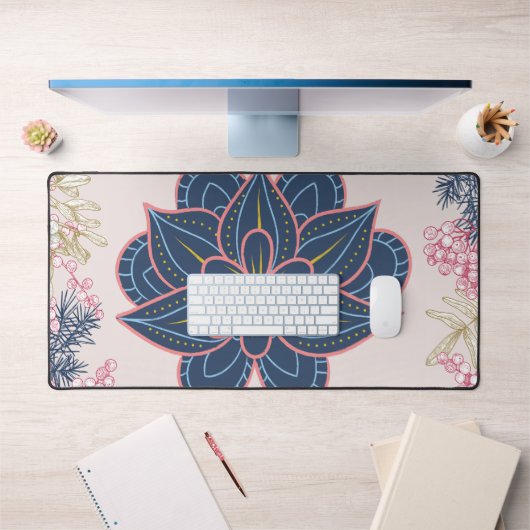 Paisley Art, Blue and Purple Pattern Graphic Bureaumat (Kantoor 1)
