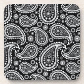Paisley B&W Cork Coaster Set Onderzetter (Voorkant)