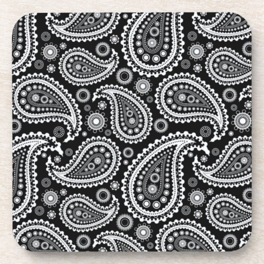 Paisley B&W Cork Coaster Set Onderzetter (Voorkant)