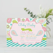 Paisley Baby shower Invitation Kaart (Staand voorkant)