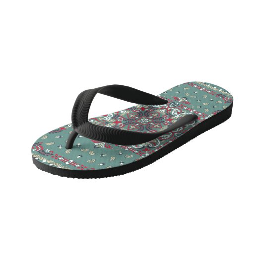 Paisley Bandana Print: Zijde nek sjaal Kinder Teenslippers (Schuin)