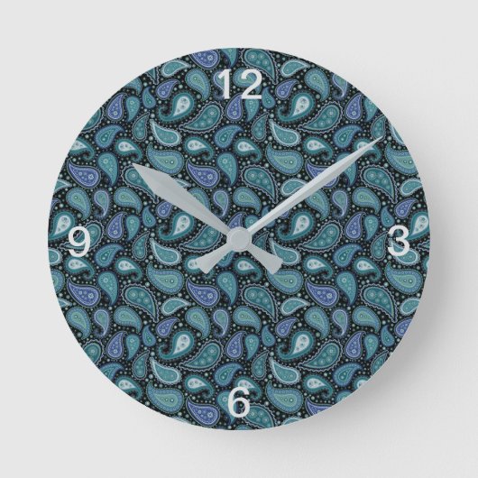  Paisley Beauful Blue Blauwgroen Ronde Klok (Voorkant)