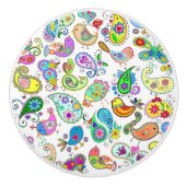 Paisley Birds Keramische Knop (Voorkant)