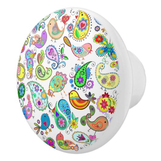 Paisley Birds Keramische Knop (Rechts)