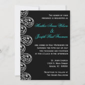 Paisley Black and White Wedding Invitation Kaart (Voorkant)