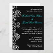 Paisley Black and White Wedding Invitation Kaart (Voorkant / Achterkant)