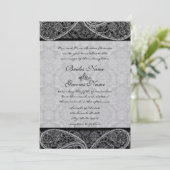  Paisley Black Damask Weddings Kaart (Staand voorkant)