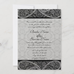 Paisley Black Damask Weddings Kaart