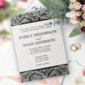 Paisley Black Damask Weddings Kaart