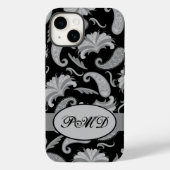 Paisley Black Gray Modern Monogram naam Case-Mate iPhone Case (Achterkant)
