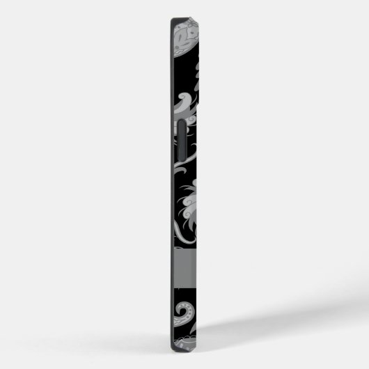 Paisley Black Gray Modern Monogram naam Case-Mate iPhone Case (Achterkant / Rechts)