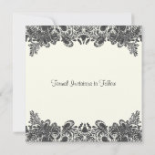 Paisley Black & Ivory Damask Wedding Save the Date (Achterkant)