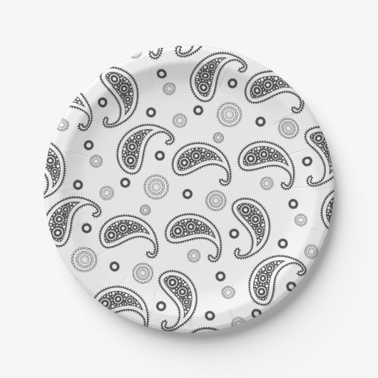 Paisley Black & White-design Papieren Bordje (Voorkant)